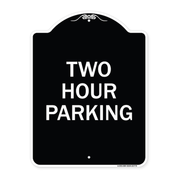 Signmission Designer Series Two Hour Parking, Black & White Heavy-Gauge Aluminum Sign, 24" x 18", BW-1824-22779 A-DES-BW-1824-22779 - main